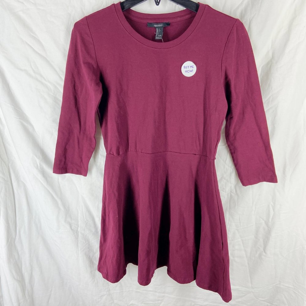 Forever 21 Dark Red 3/4 Sleeve Dress Size L